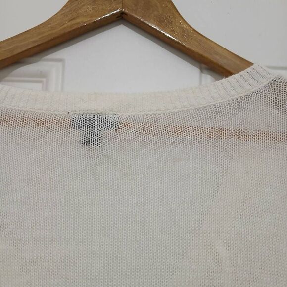 Torrid womens 2xl open knit linen cotton cream ivory shirt top sheer - Picture 8 of 8